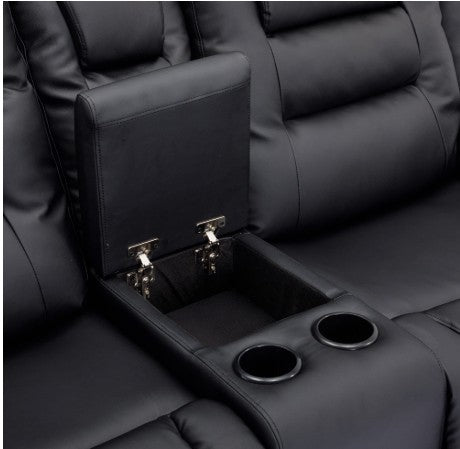 Martini Magic 2-Seater Recliner – Black PU Leather Theatre Chair