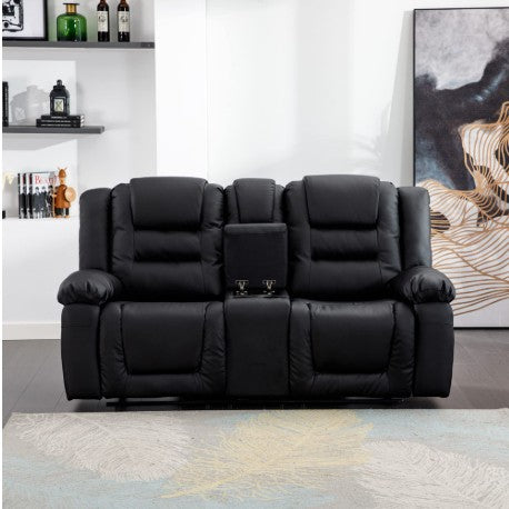 Martini Magic 2-Seater Recliner – Black PU Leather Theatre Chair
