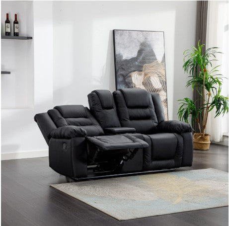 Martini Magic 2-Seater Recliner – Black PU Leather Theatre Chair