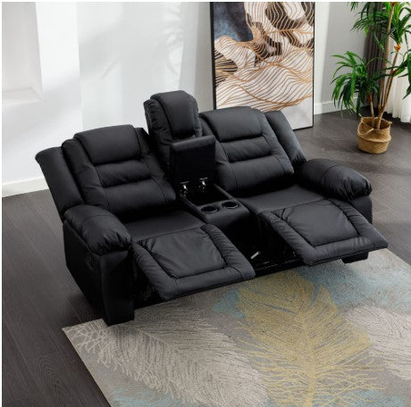 Martini Magic 2-Seater Recliner – Black PU Leather Theatre Chair