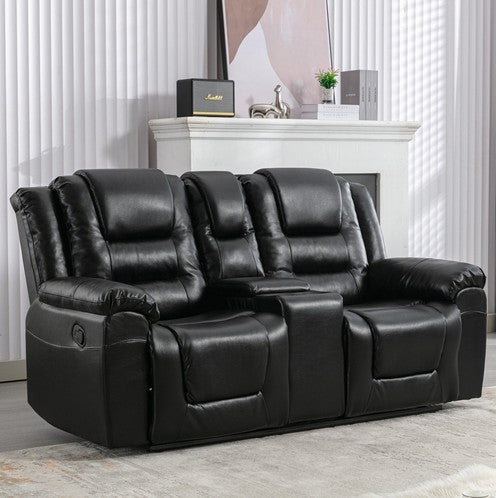 Martini Magic 2-Seater Recliner – Black PU Leather Theatre Chair